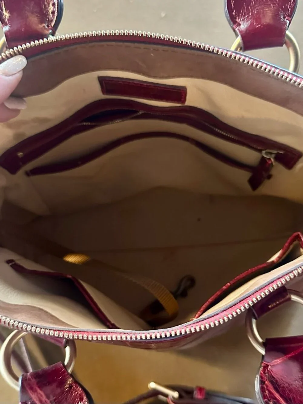Dooney & Bourke Denison Croco Embossed Leather Zip Zip Satchel Bordeaux / Burgun
